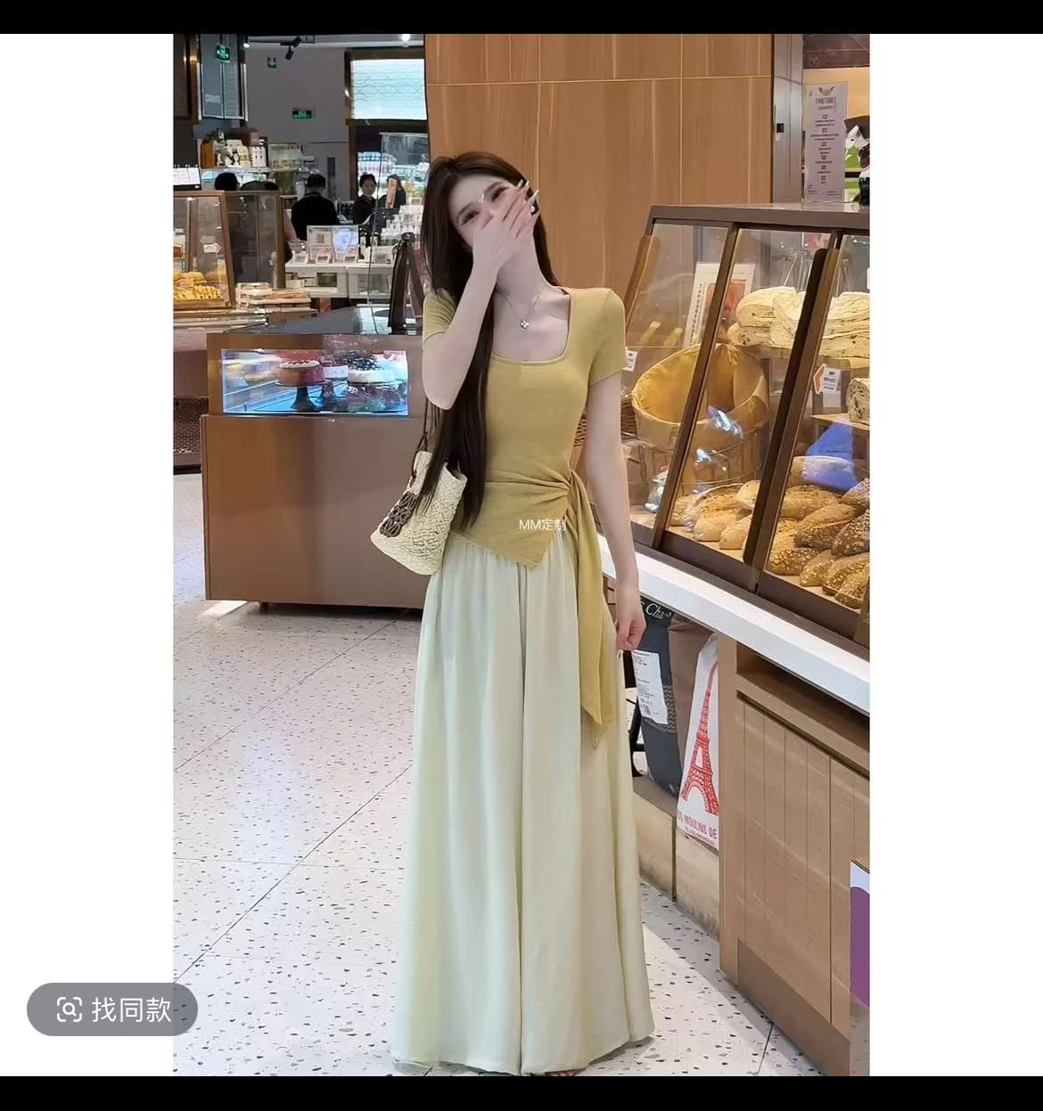 ~까지 제인 훌륭함 의류 프랑스식 불규칙 트임 스트랩 민소매 조끼 여성 여름 하이웨이스트 루즈핏 와이드 레그 팬츠 투피스 세트 이미지 2