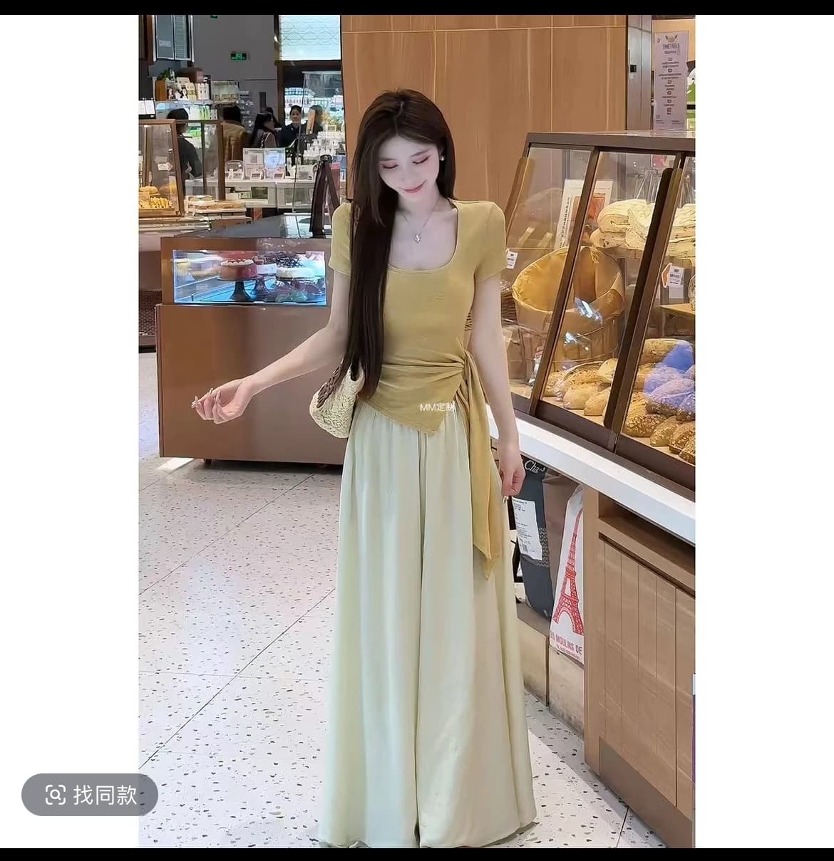 ~까지 제인 훌륭함 의류 프랑스식 불규칙 트임 스트랩 민소매 조끼 여성 여름 하이웨이스트 루즈핏 와이드 레그 팬츠 투피스 세트 이미지 4