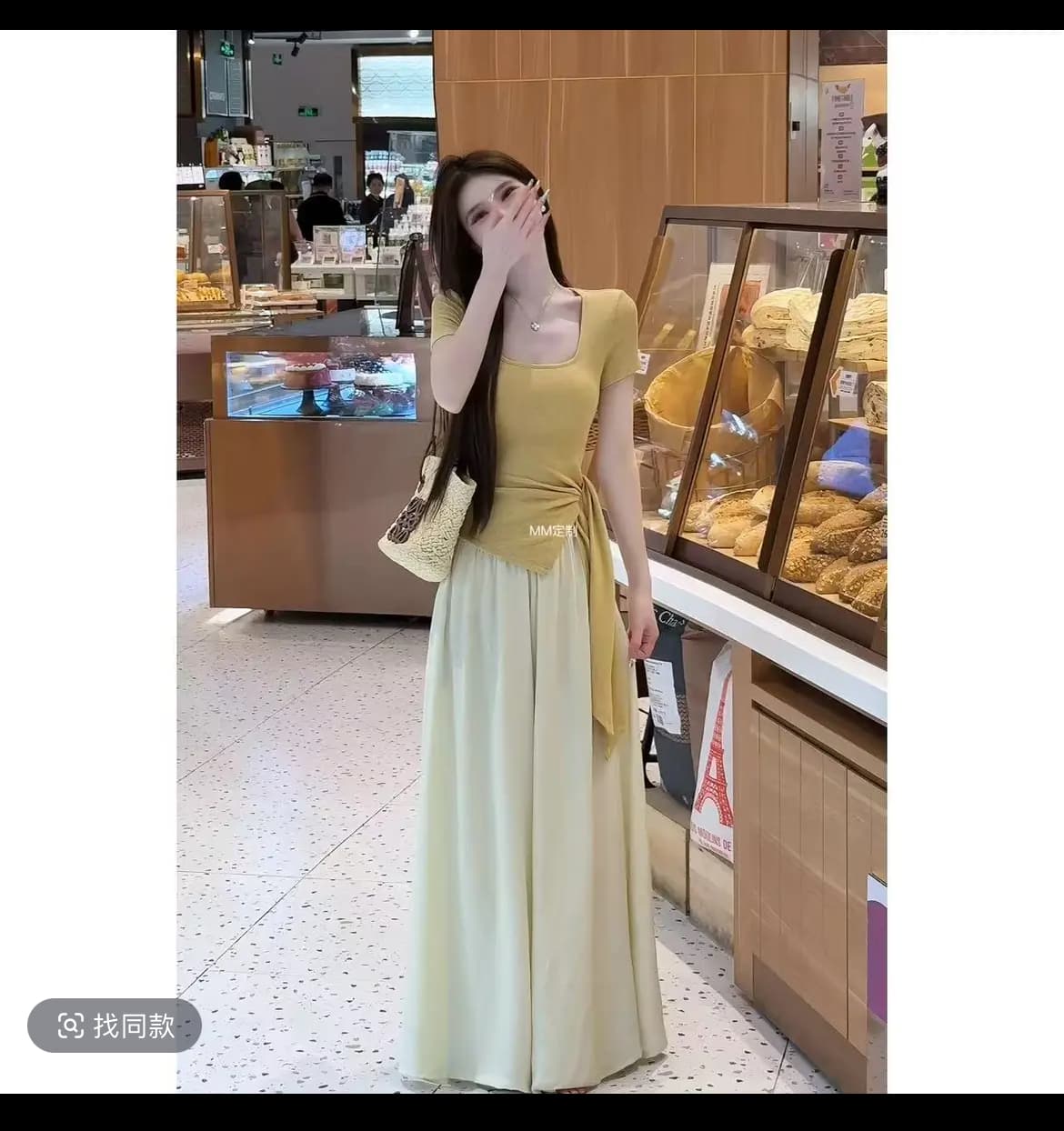 ~까지 제인 훌륭함 의류 프랑스식 불규칙 트임 스트랩 민소매 조끼 여성 여름 하이웨이스트 루즈핏 와이드 레그 팬츠 투피스 세트 상세 이미지 1