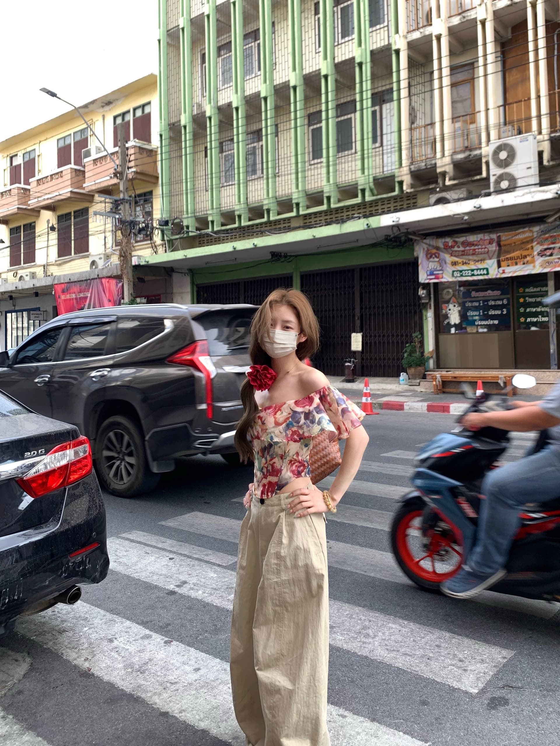 xxiiuu 유화 편지 프랑스식 작은 셔츠 꽃무늬 생선뼈 오프숄더 맨위 여성 여름 쉬폰 블라우스 상의 이미지 4