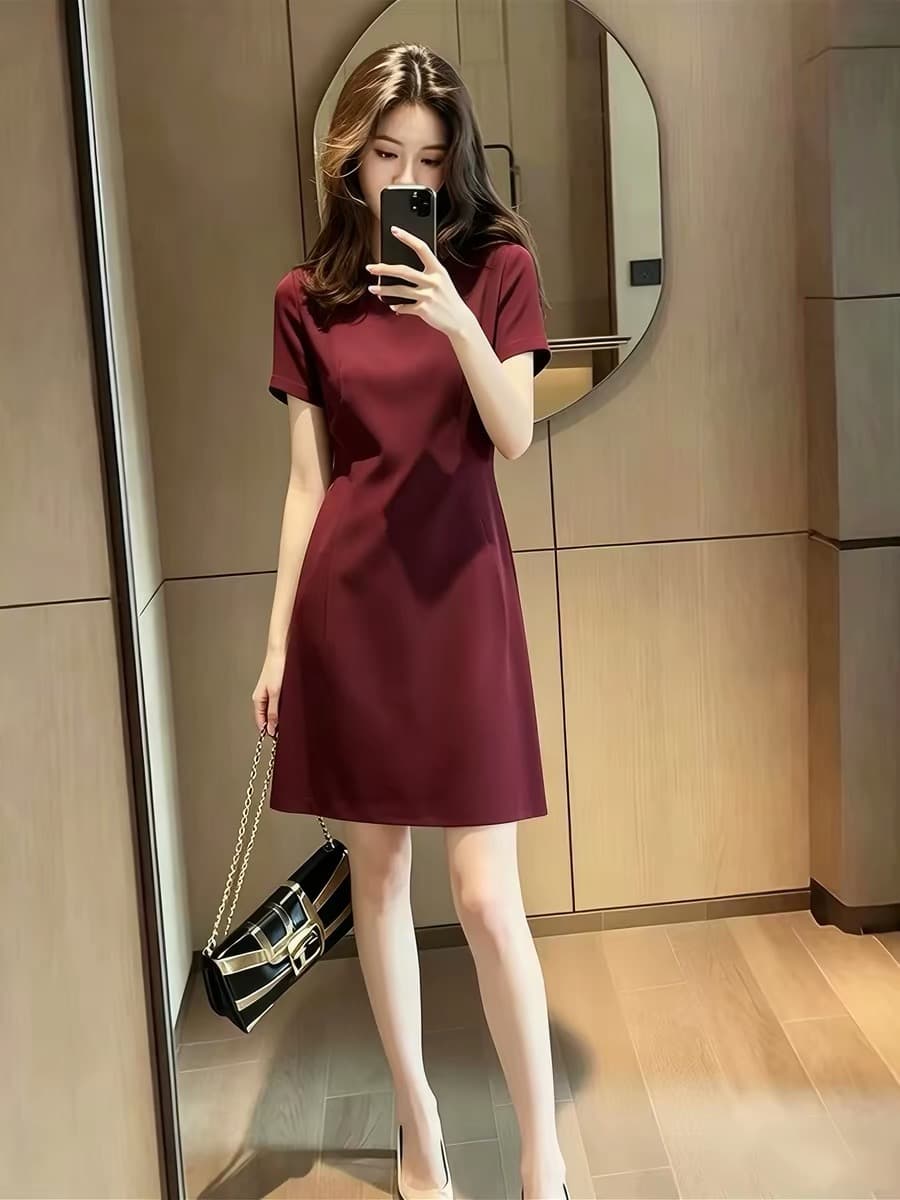 프랑스식 고급 센스 패션 다용도 반팔 여성 드레스 2026 여름 새로운 디자인 센스 우아함 품격 치마 이미지 3