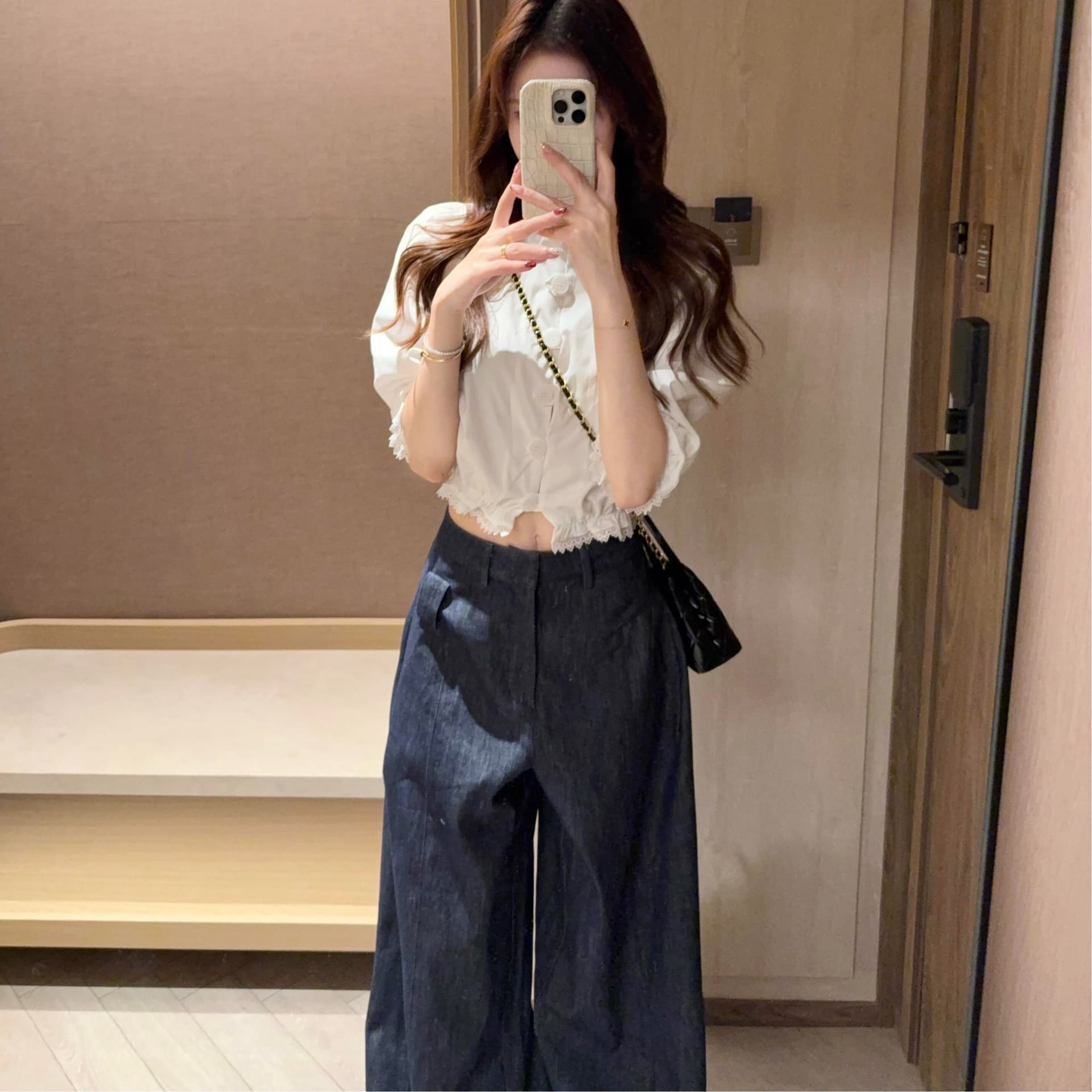 7부 소매 한 부서 화이트 맨위 이미지 5