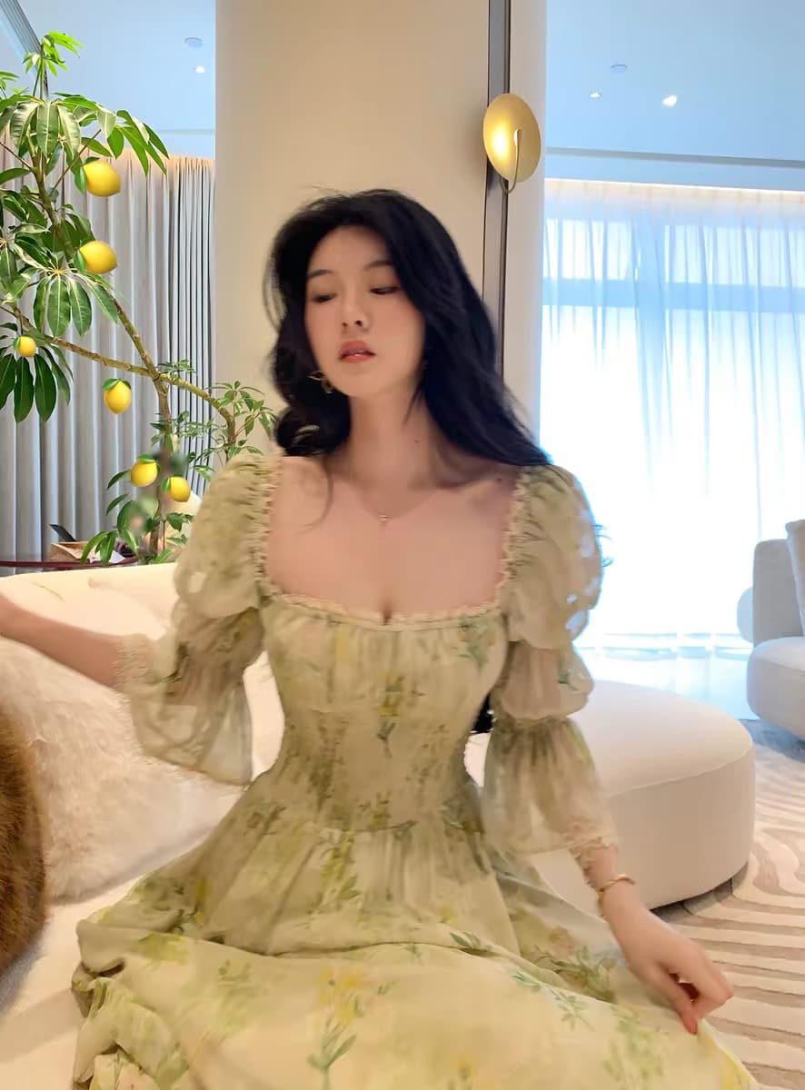 6.15 늦게 20 점 대 eees 에어로빅 한여름 현재 문제 사랑 기타 핏 스타일 꽃무늬 프랑스식 드레스 상세 이미지 3