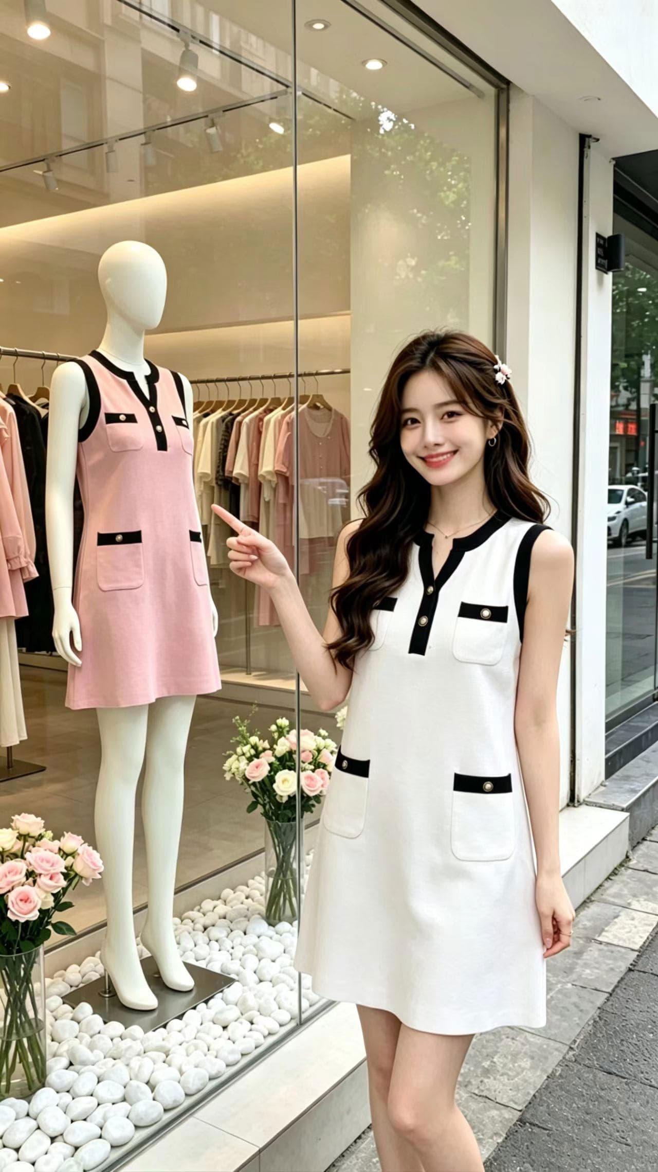 고급 맞춤 프랑스식 작은 샤넬 스타일 민소매 여성 드레스 여름 슬림해 보이는 품격 그는 벤 바람 한 마디 조끼 스커트 이미지 3