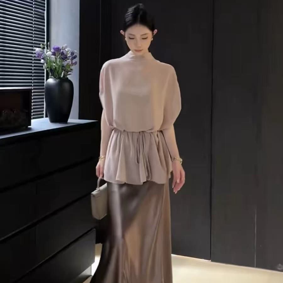 레트로 빛 럭셔리 스트랩 쉬폰 자외선 차단 블라우스 여성 여름 고유 한 품격 루즈핏 슬림해 보이는 다용도 얇은 반팔 맨위 이미지 5