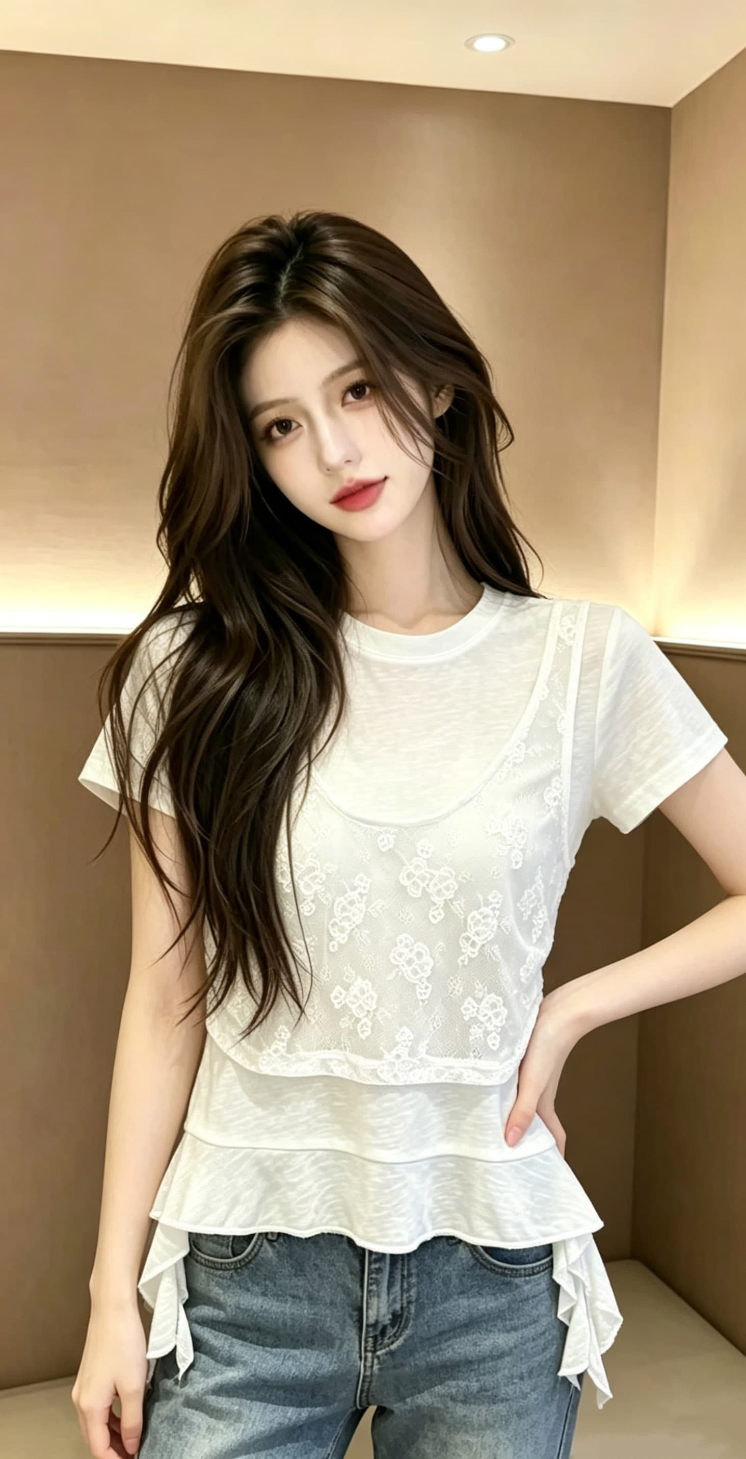 감사합니다. 메밀 메밀 갑자기 더블 스택 라이 경기 서울 주간 실크 아마 뽕나무 누에 실크 프릴 페이크 레이어드 불규칙 반팔 t 상세 이미지 2