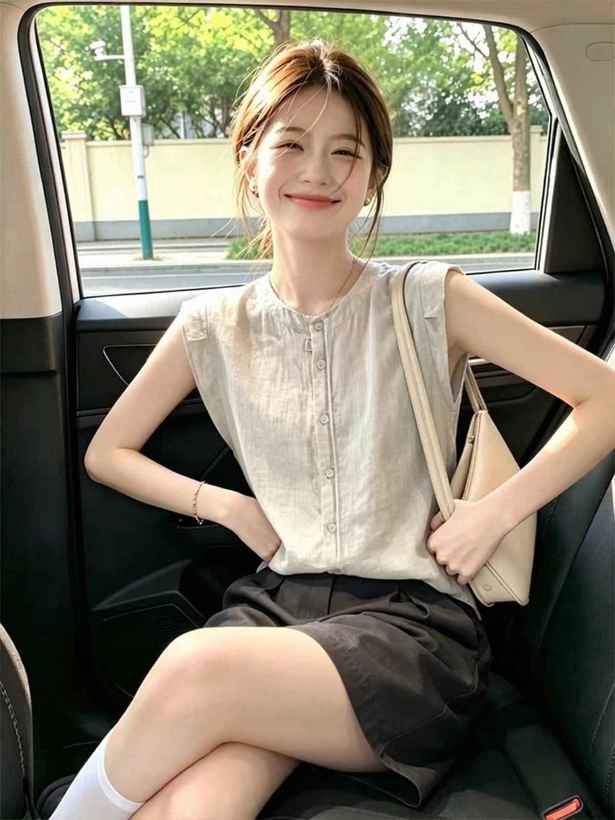 한 부서 자이언트 잘 생긴 작은 날다 소매 여성 셔츠 여름 2026 새로운 고유 한 아름다운 작은 셔츠 다용도 슬림해 보이는 맨위 트렌디 상세 이미지 3