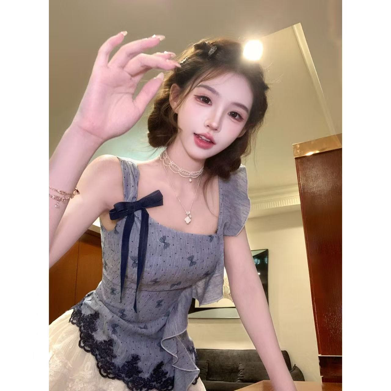 루이 茜 웨이 Sher S 안개 꿈 발레 여름 순수한 욕망 바람 오리지널 디자인 맨위 반 스커트 r3836w 이미지 2