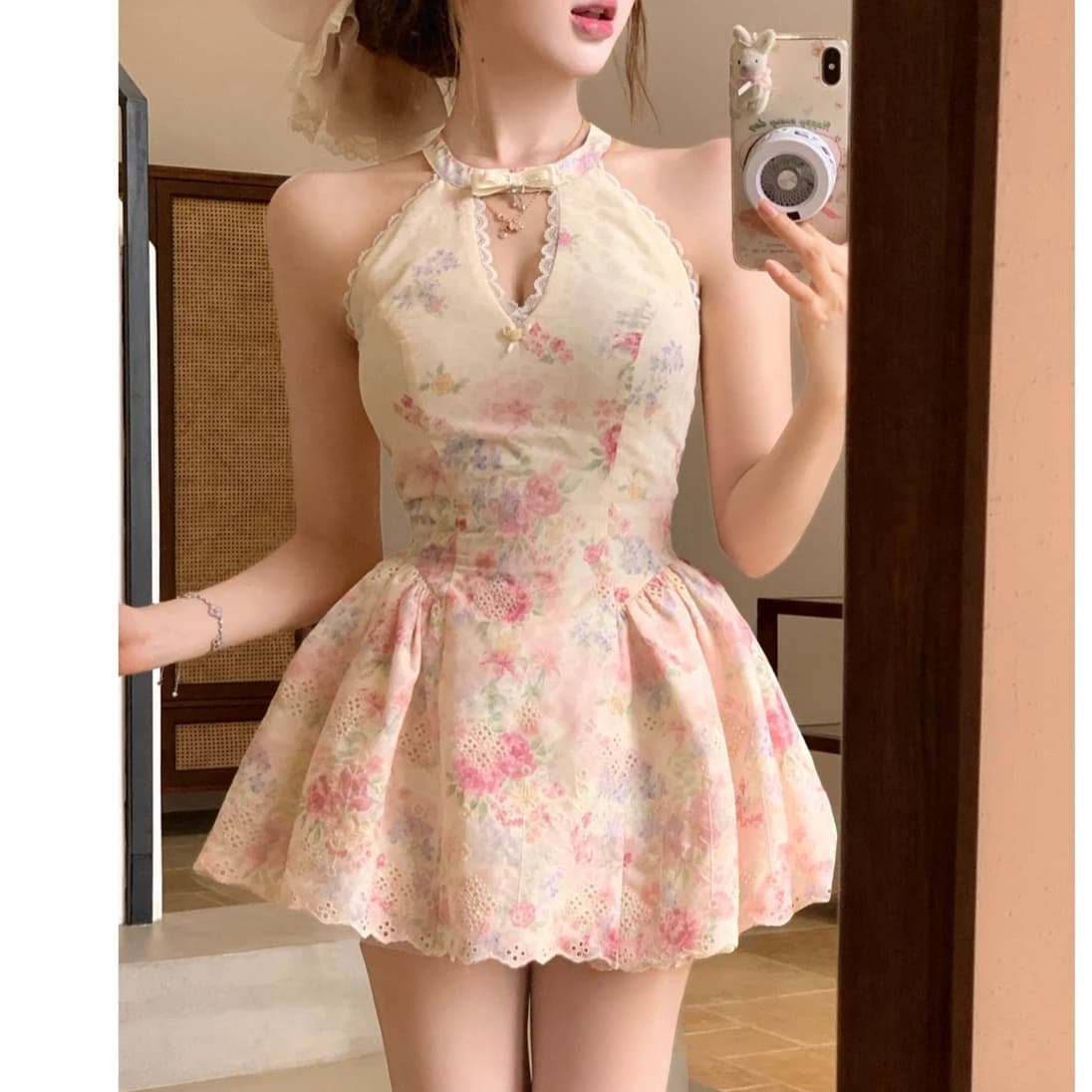 루이 茜 웨이 Sher S 꽃 객실 구름 크 사이 여름 순수한 욕망 바람 프랑스식 작은 대중 디자인 드레스 상세 이미지 2