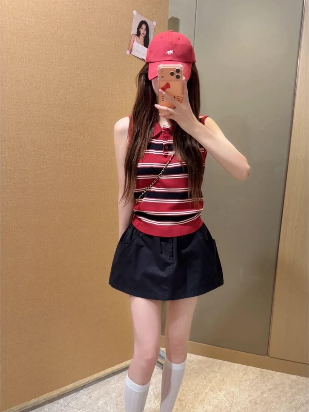2026 새로운 폭발 스트라이프 POLO 셔츠 반신 여성 드레스 여름 작은 키 착용 가져 가라. 에이즈 환자 세트 미니 스커트 이미지 2