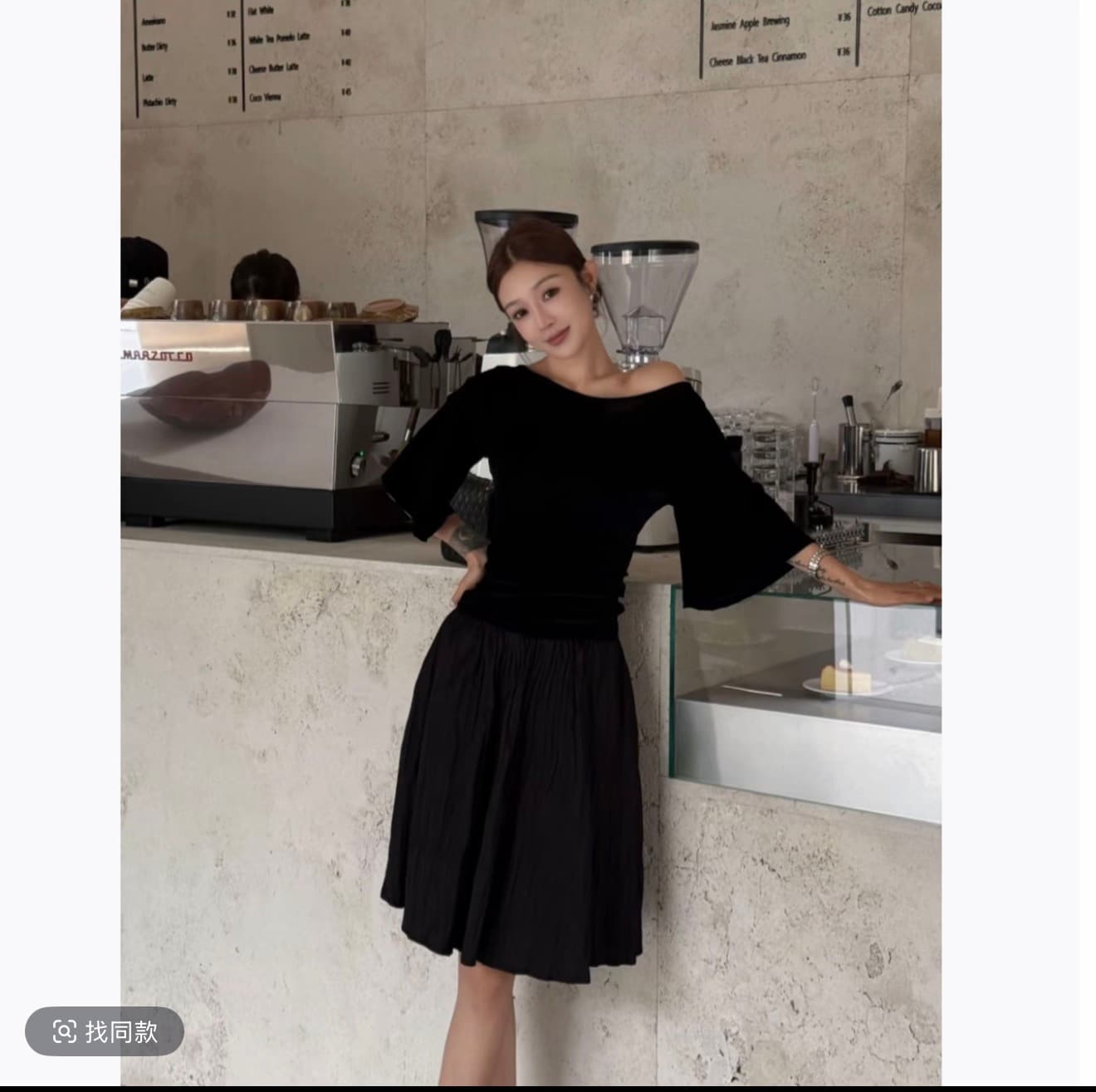 queen letter 패션 품격 디스플레이 얇고 작은 날다 소매 맨위 패션 품격 슬림해 보이는 여성 레저 반신 스커트 상세 이미지 2