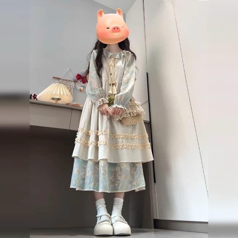 열린 봄 품격 롱 스커트 착용 가져 가라. 에이즈 환자 세트 여성 꽃무늬 슬립 드레스 작은 키 2026 년 여름 새로운 상세 이미지 2