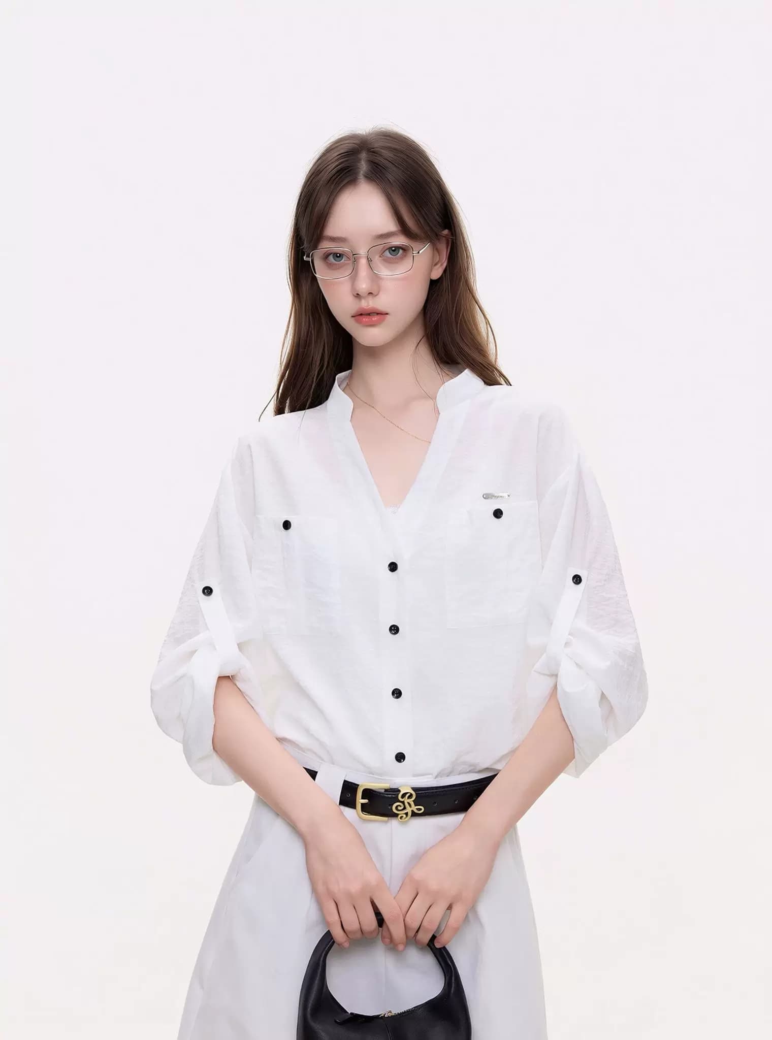 ikyou 고급 센스 디자인 센스 작은 대중 여성 셔츠 여름 새로운 루즈핏 슬림해 보이는 캐주얼 통기성 셔츠 재킷 이미지 4