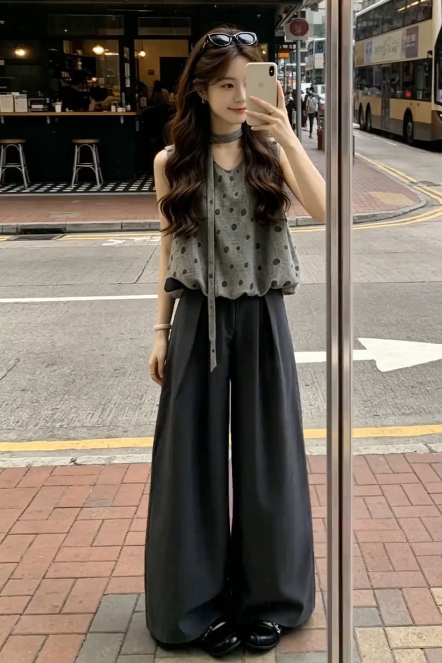 한 부서 자이언트 잘 생긴 ootd 착용 가져 가라. 전체 집합 도트 무늬 꽃밭 조끼 맨위 여름 하이웨이스트 와이드 레그 팬츠 어린이 세트 이미지 2