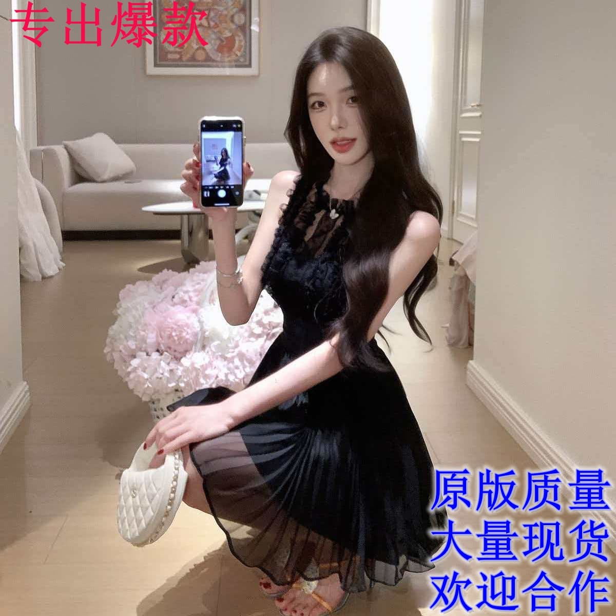 justqin 7 8 주간 켜기 새로운 2026 새로운 여름 드레스 품격 쉬폰 미니 스커트 허리 수축 섹시함 여성 드레스