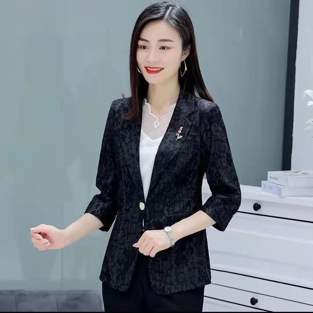 작은 양복 여성 코트 2026 년 새로운 패션 레이스 조각 7부 소매 정장 다용도 외부 잡아라. 의류 이미지 4