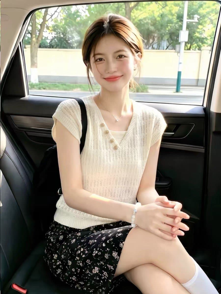 느긋한 바람 V넥 얇은 스타일 홀로우 아웃 반팔 니트 스웨터 여성 패션 슬림해 보이는 작은 키 디자인 센스 연령 감소 맨위 트렌디 상세 이미지 3