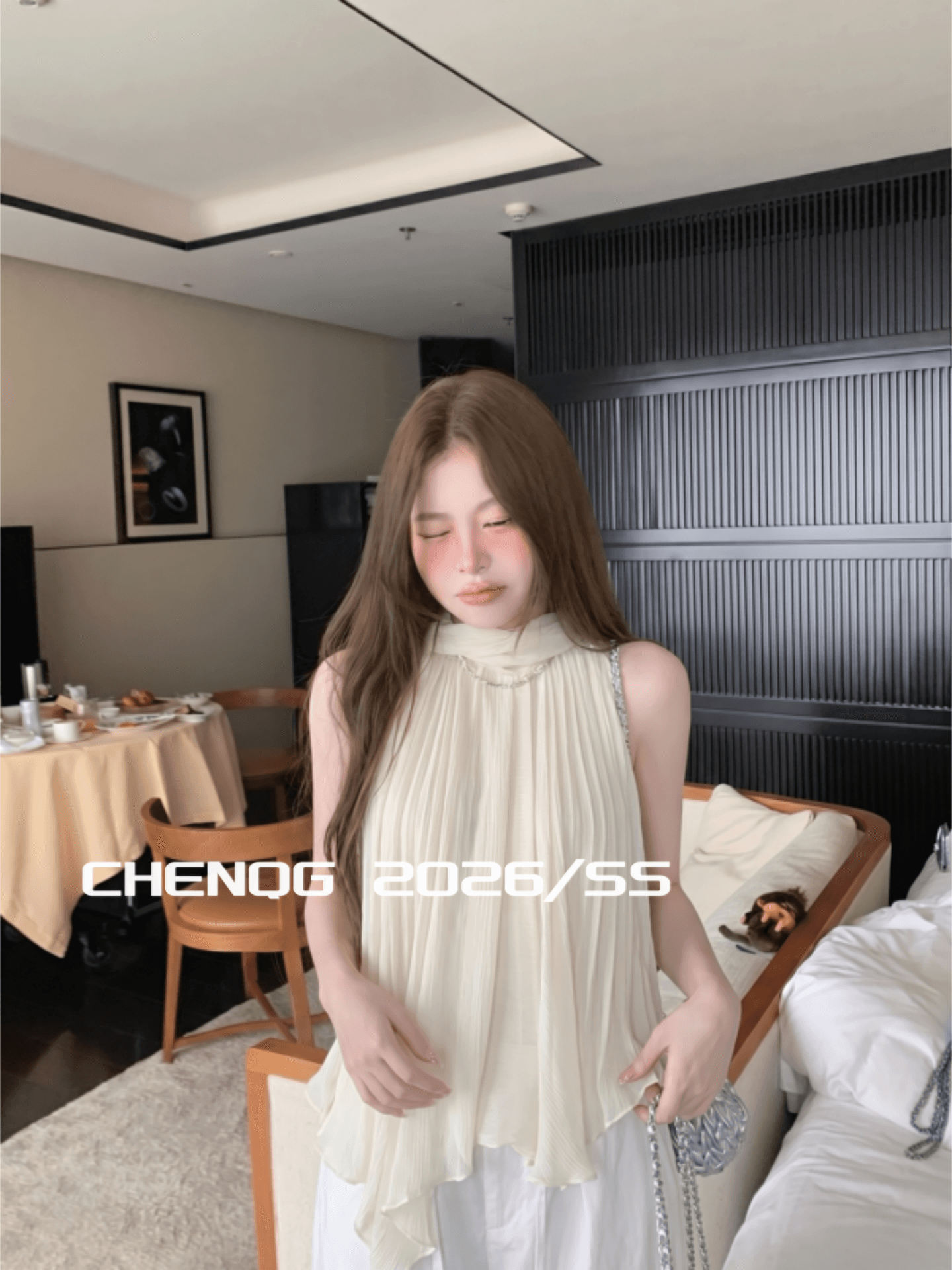 프랑스식 달콤한 스타일 우유 화이트 민소매 리본 작은 셔츠 2026 여름 새로운 우아한 센스 맨위 상세 이미지 2
