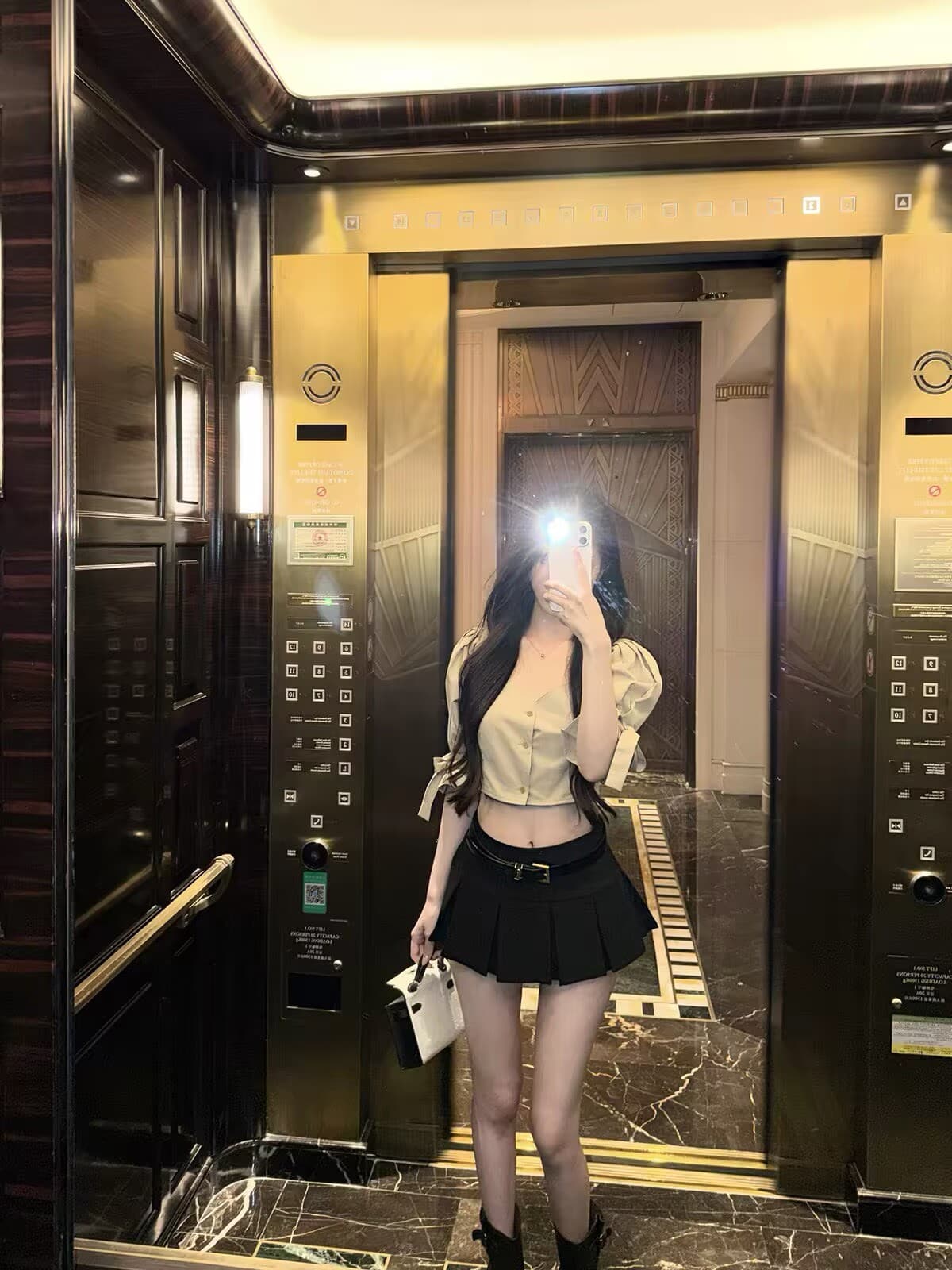 kubiliv 원 영어 미학 한 부서 거품 소매 셔츠 플리츠 반 스커트 미니 스커트 달콤한 매운맛 분위기 센스 세트 이미지 4