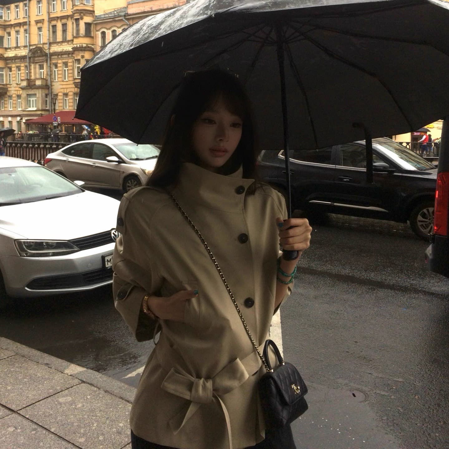 리즈 그림 고급 센스 쇼트 스타일 바람막이 여성 가을 3 차원 자르기 디자인 같은 색상 벨트 수 있습니다. 조정 재킷 이미지 5
