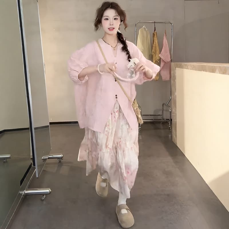 캐주얼 바람 느긋한 루즈핏 얇은 스타일 여성 셔츠 2026 여름 새로운 디자인 센스 작은 대중 트임 거품 소매 맨위 상세 이미지 3
