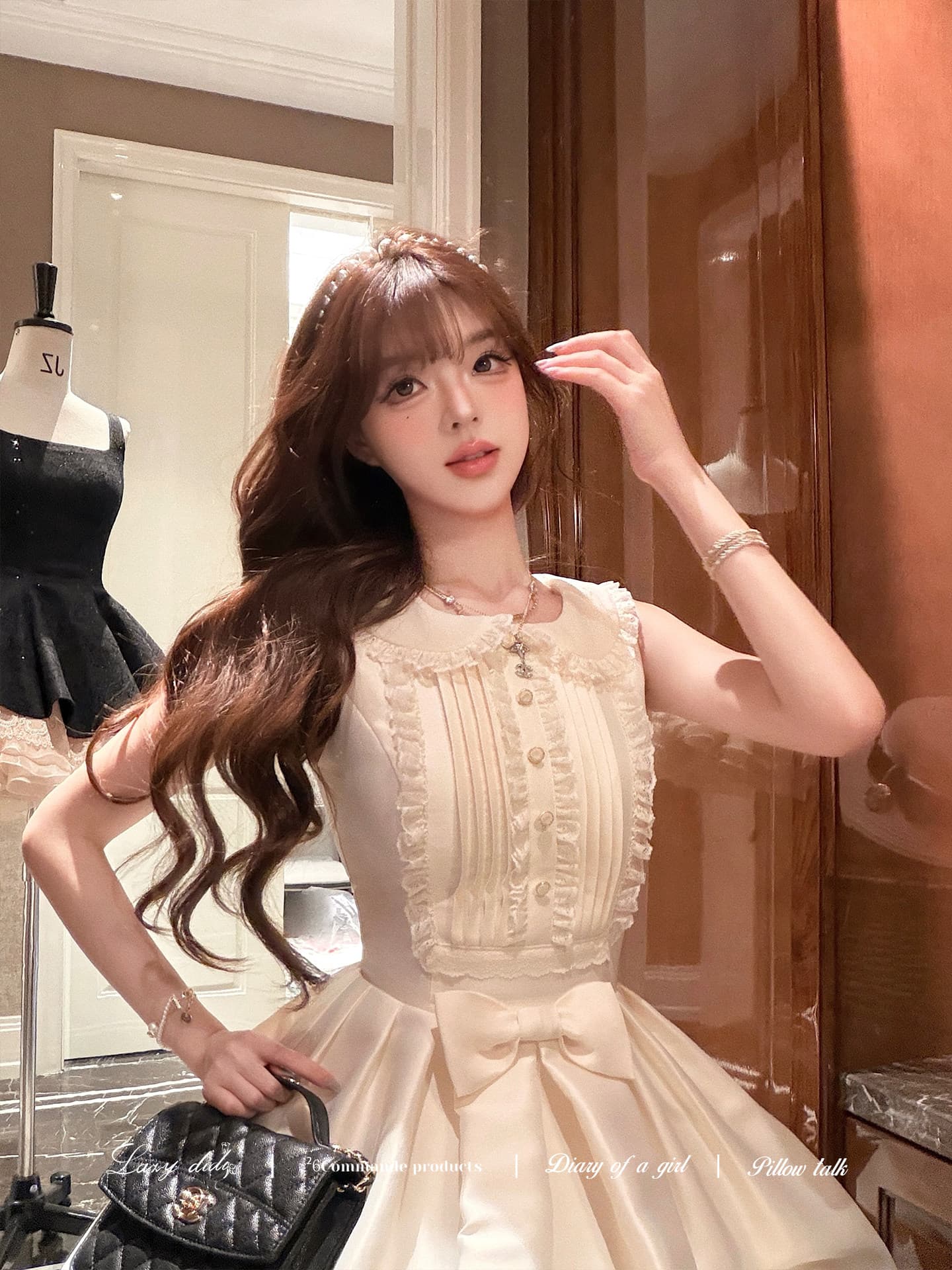 lazydidi S 지아 리 약속으로 이동 백조 시리즈 우아함 矜贵 공단 빛 서있는 자르다 드레스 큰 진자 예복 치마 상세 이미지 3