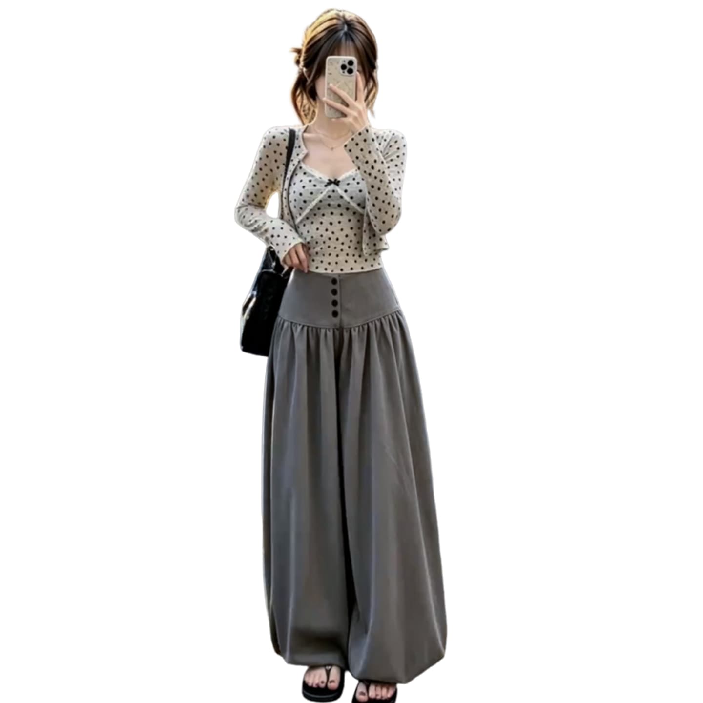 한 부서 자이언트 잘 생긴 ootd 착용 가져 가라. 전체 집합 레이스 조각 슬립 오픈 가디건 와이드 레그 팬츠 어린이 여름 세 조각 세트 이미지 2