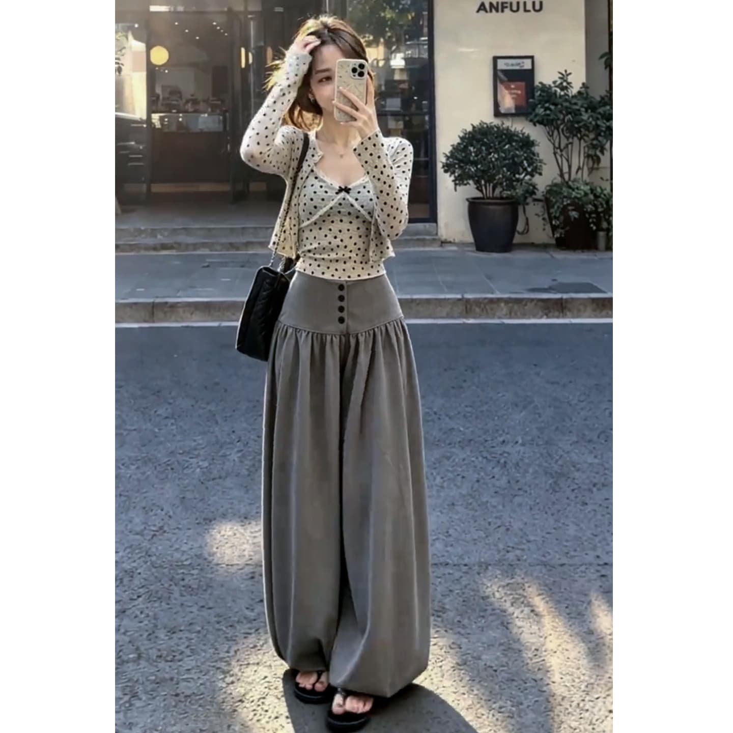 한 부서 자이언트 잘 생긴 ootd 착용 가져 가라. 전체 집합 레이스 조각 슬립 오픈 가디건 와이드 레그 팬츠 어린이 여름 세 조각 세트 이미지 4