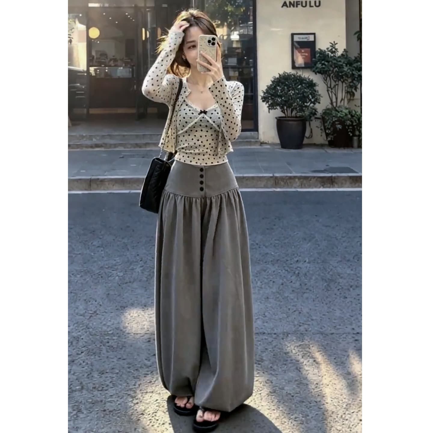 한 부서 자이언트 잘 생긴 ootd 착용 가져 가라. 전체 집합 레이스 조각 슬립 오픈 가디건 와이드 레그 팬츠 어린이 여름 세 조각 세트 이미지 5
