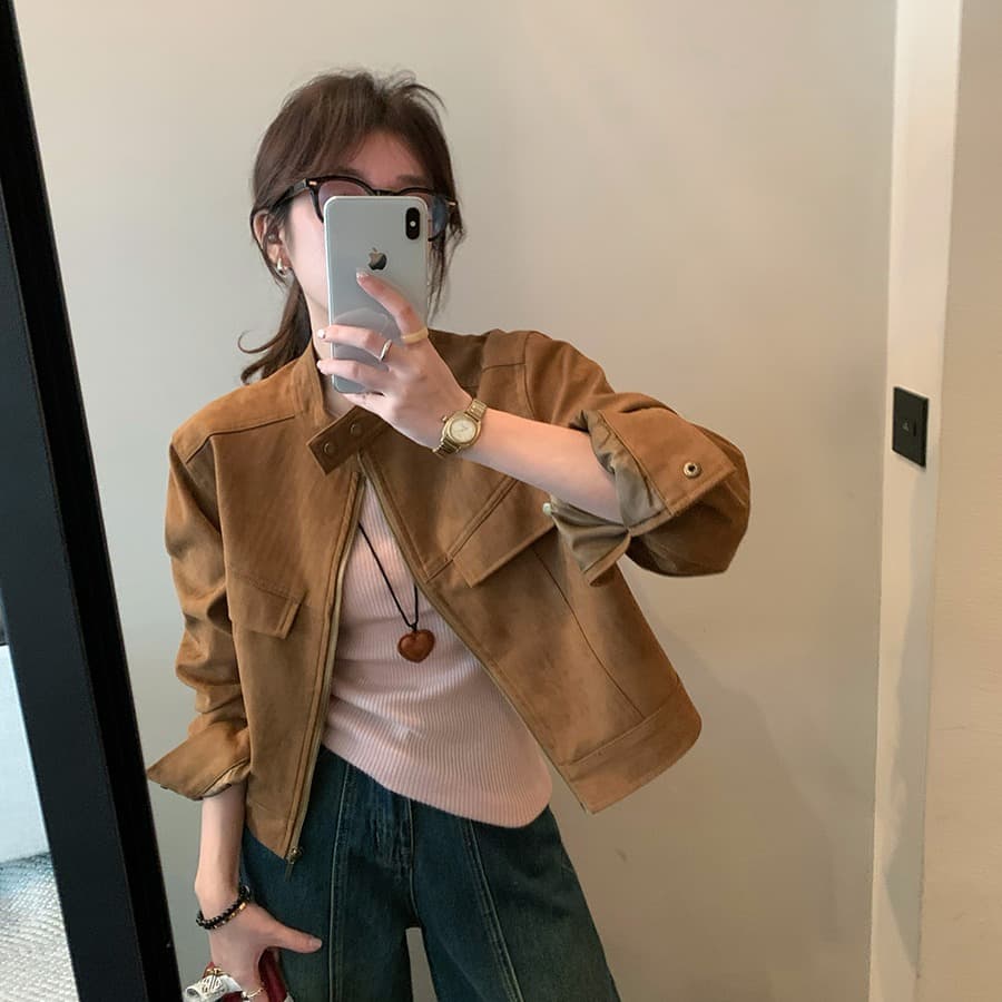 연기 팅 저녁 작은 키 사슴 캐시미어 여성 코트 가을 루즈핏 쇼트 스타일 재킷 맨위 이미지 5