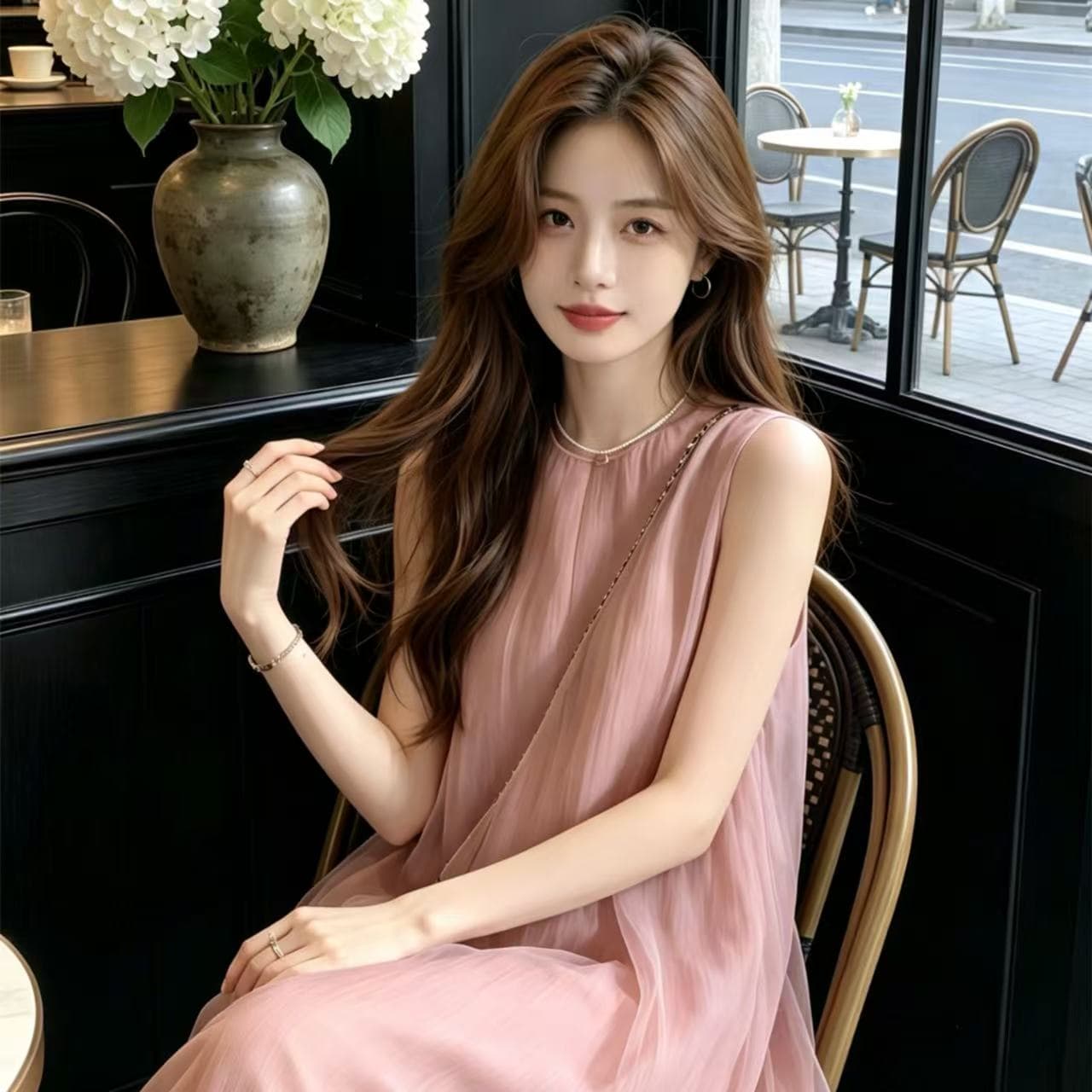 한 부서 아름다운 핑크색 민소매 드레스 아이들 여름 2026 새로운 고유 한 아름다운 휴가 바람 조끼 롱 스커트 상세 이미지 2
