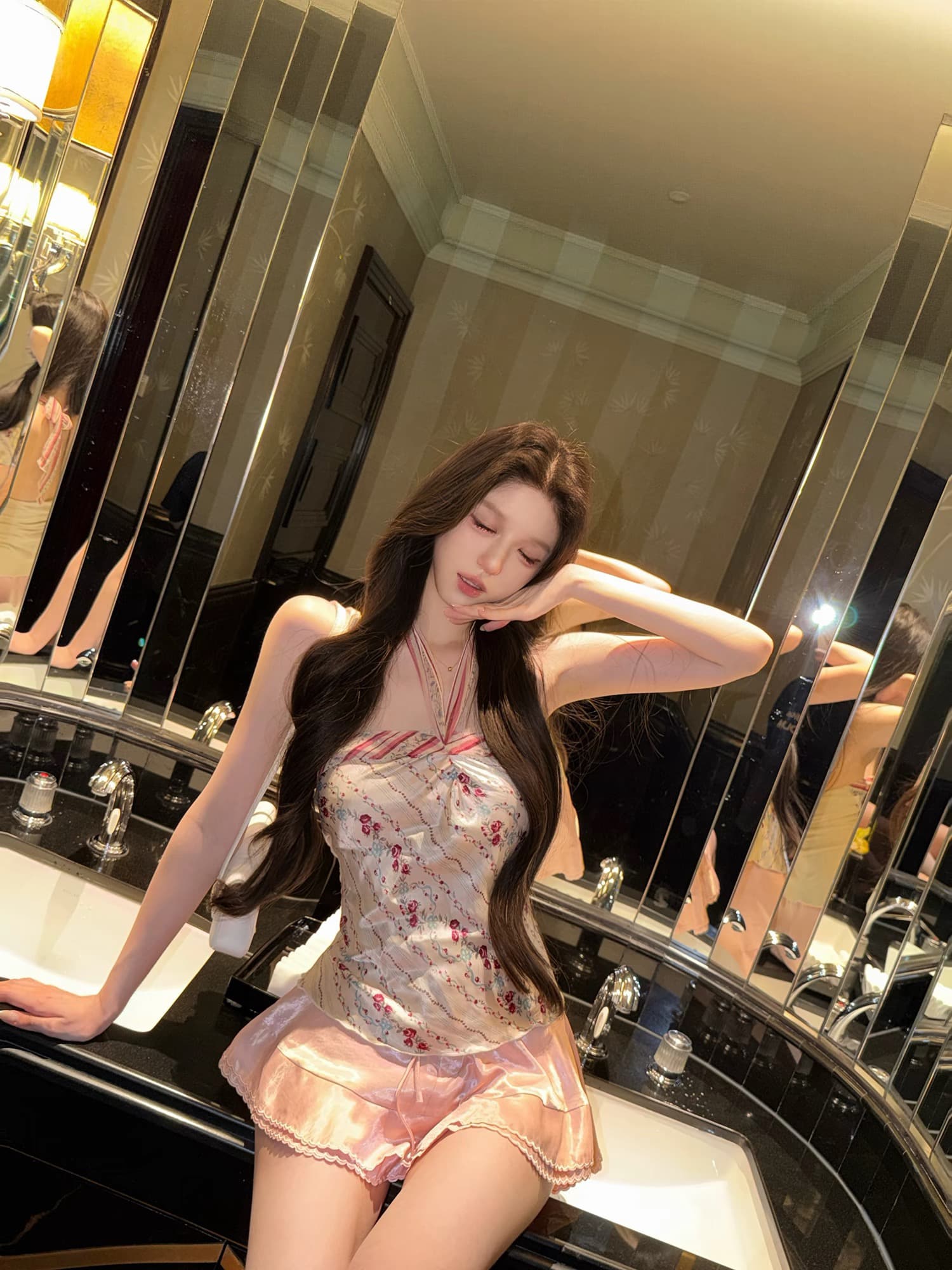 kubiliv 달콤한 소녀 자수 잠금 새틴 치마 아이들 부드러운 멩 순수한 욕망 바람 부드러운 반신 스커트 미니 스커트 이미지 2