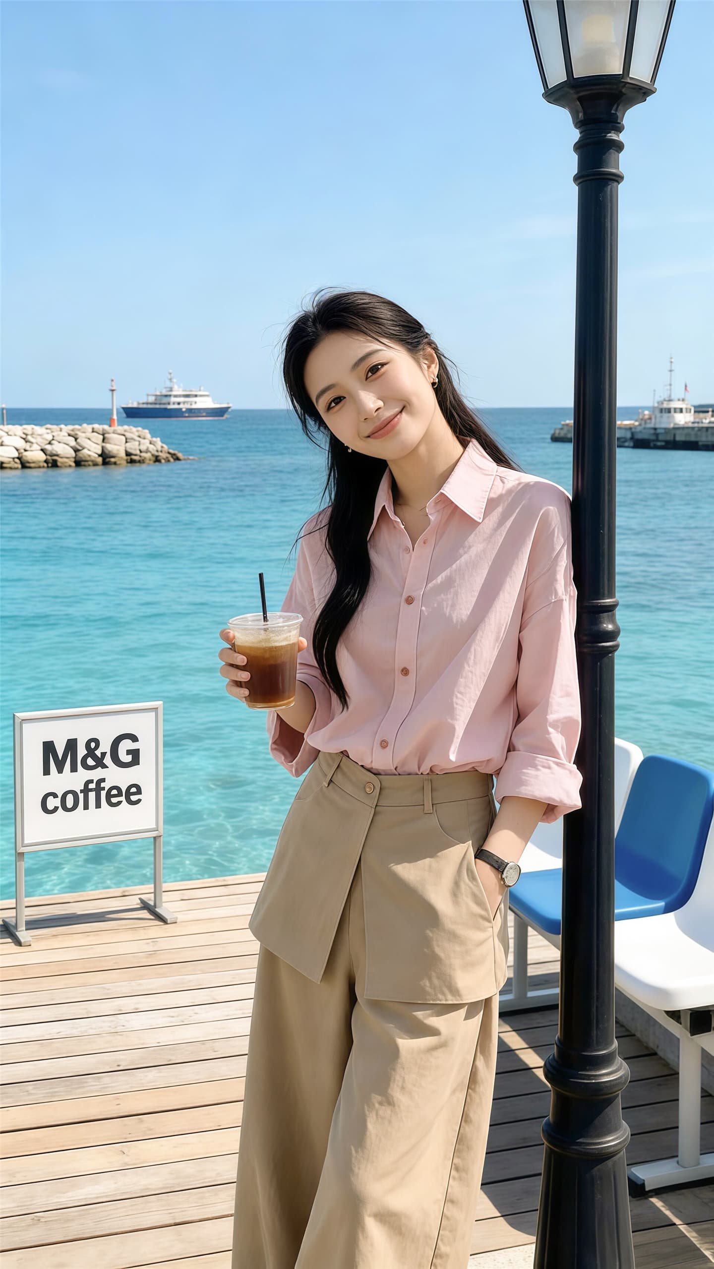 2026 새로운 한 부서 자이언트 잘 생긴 핑크색 셔츠 여성 코트 조기 봄 고급 센스 셔츠 외부 가져 가라. 긴팔 맨위 상세 이미지 3