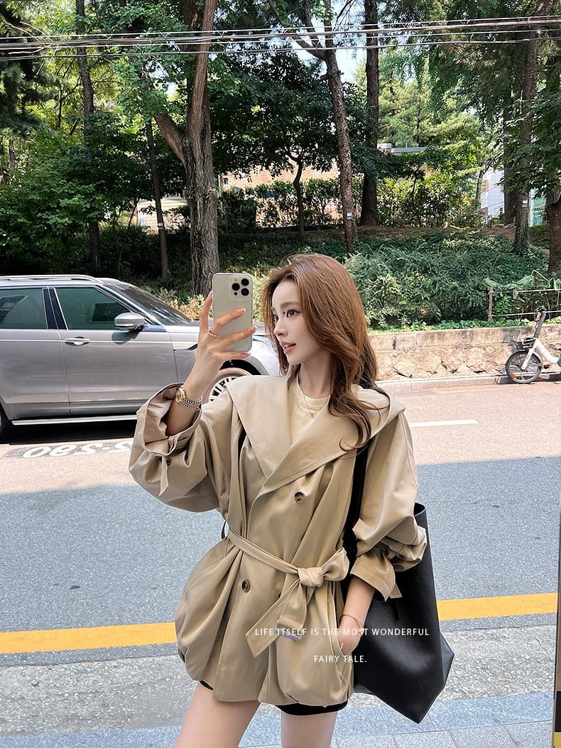 lilylikes 바 플러그 일몰 낮음 포화 상태 얕은 카키 다용도 후드 바람막이 세련된 있음 유럽 블록 상세 이미지 3