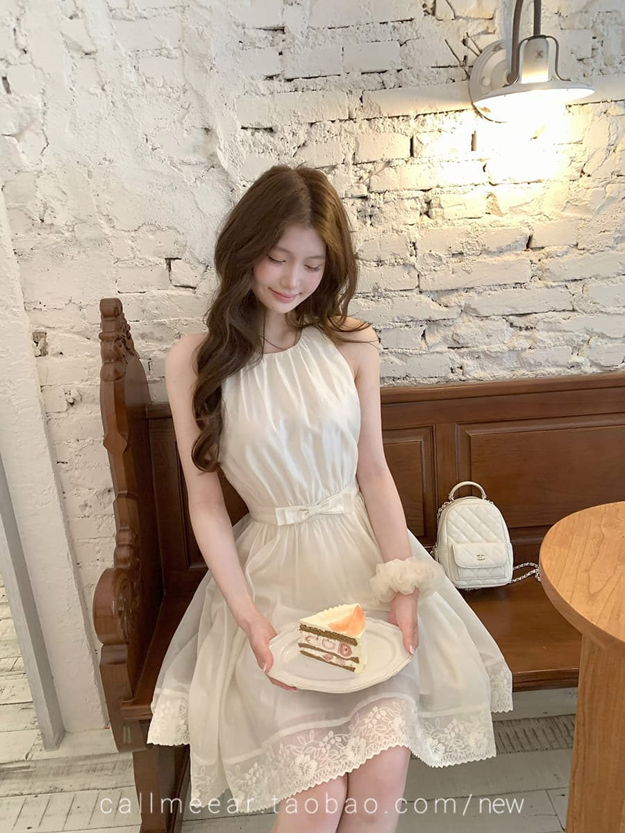callmeear 작은 밤 릴리 라이 경기 서울 민소매 드레스 허리 수축 슬림해 보이는 달콤함 A라인 스커트 상세 이미지 2