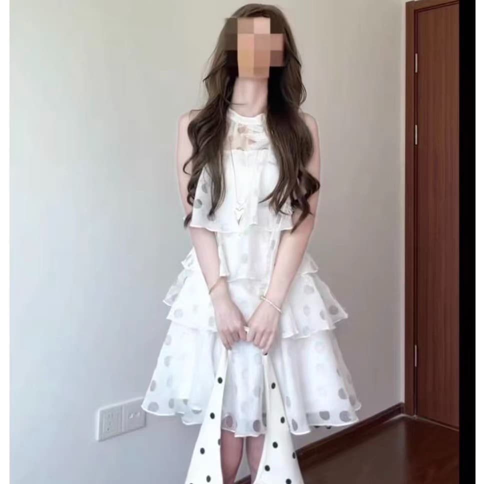 장면 페이지 페이지 눈 가을 멜라루카 생일 치마 여름 화이트 행침 목 케이크 드레스 도트 무늬 안개 실 드레스 이미지 5
