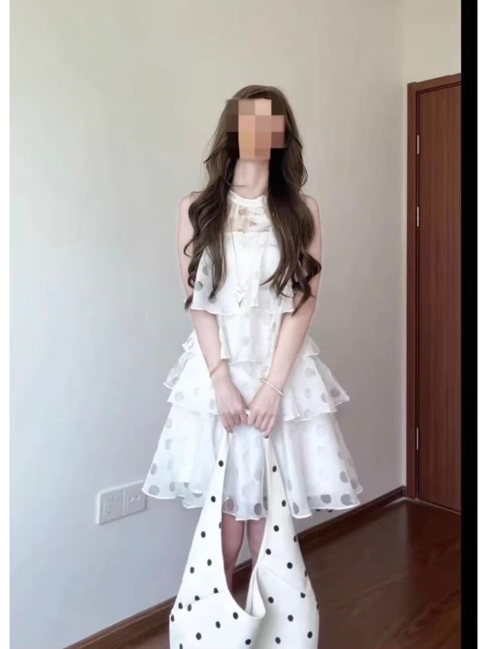 장면 페이지 페이지 눈 가을 멜라루카 생일 치마 여름 화이트 행침 목 케이크 드레스 도트 무늬 안개 실 드레스 상세 이미지 1