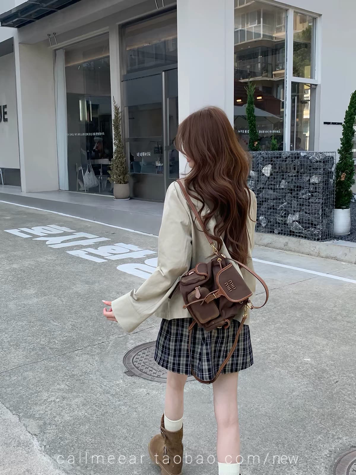 callmeear 학습 부서 영국식 학원 카키 색 바람막이 여성 코트 가을 루즈핏 긴팔 맨위 이미지 4