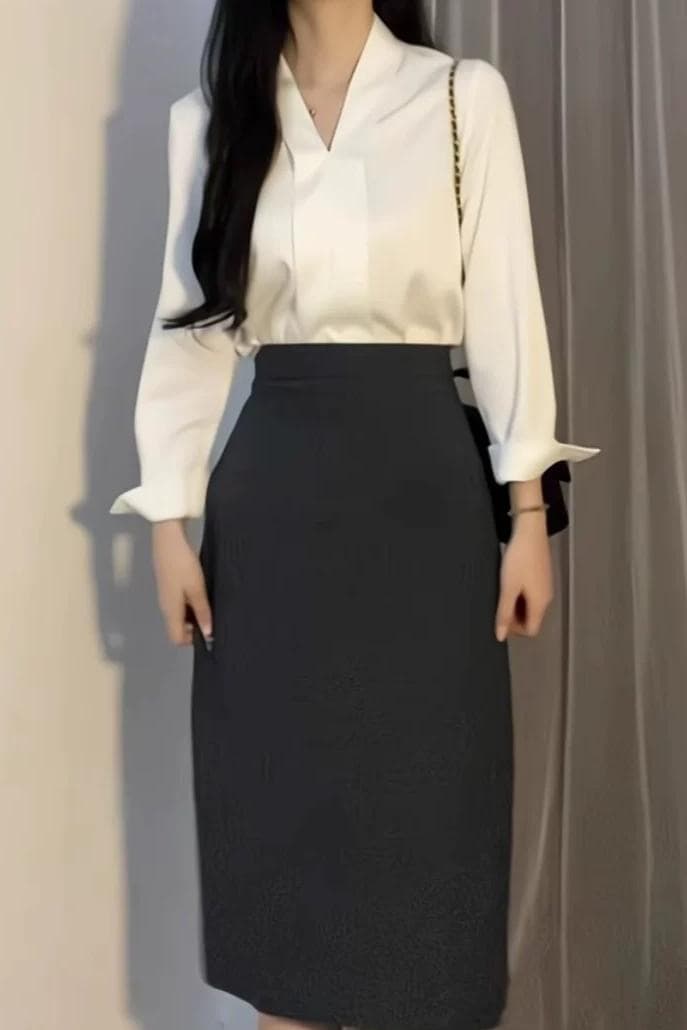 화이트 긍정적 인 로드 중 V넥 비즈니스웨어 여성 셔츠 여름 고급 센스 품격 직장 빛 요리 한 바람 여성 의류 출퇴근 맨위 이미지 3