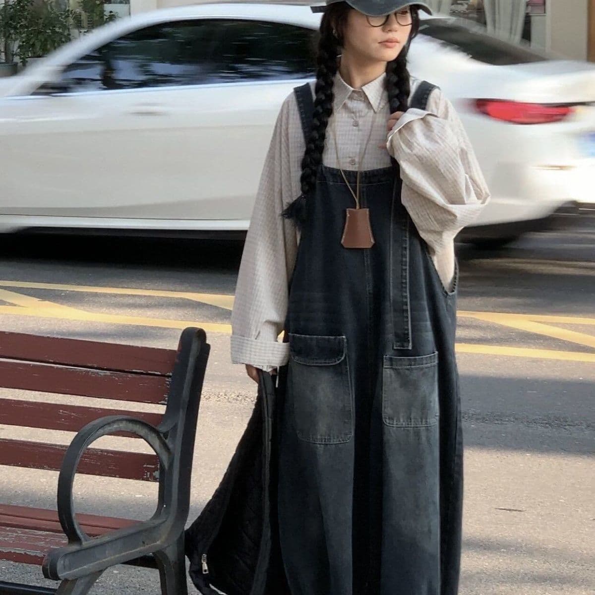 일본식 레트로 마 오래된 디자인 센스 연령 감소 데님 멜빵 바지 캐주얼 루즈핏 느긋한 바람 다용도 여름 새로운 여성 상세 이미지 2