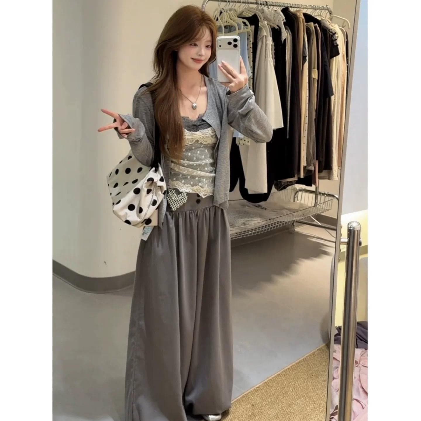 가을 의상 새로운 그레이트 봐. 의류 투피스 세트 플러스 회색 긴 바지 3종 세트 세트 상세 이미지 1