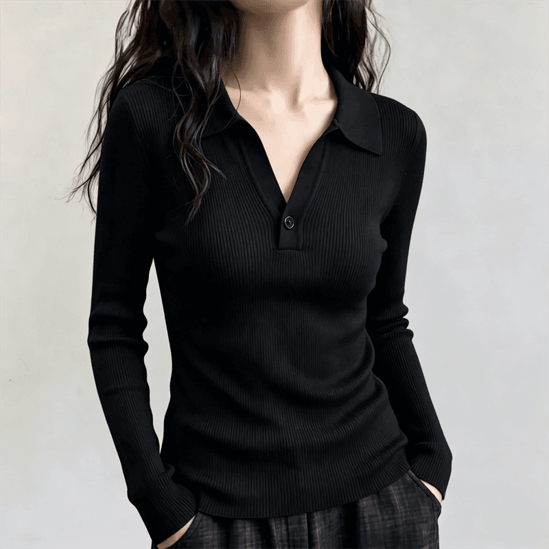 화이트 POLO 칼라 긴팔 니트 스웨터 인사이드 가져 가라. 가을 2026 새로운 빅 사이즈 여성 의류 지방 mm 몸매 가꾸기 티셔츠 맨위 이미지 4