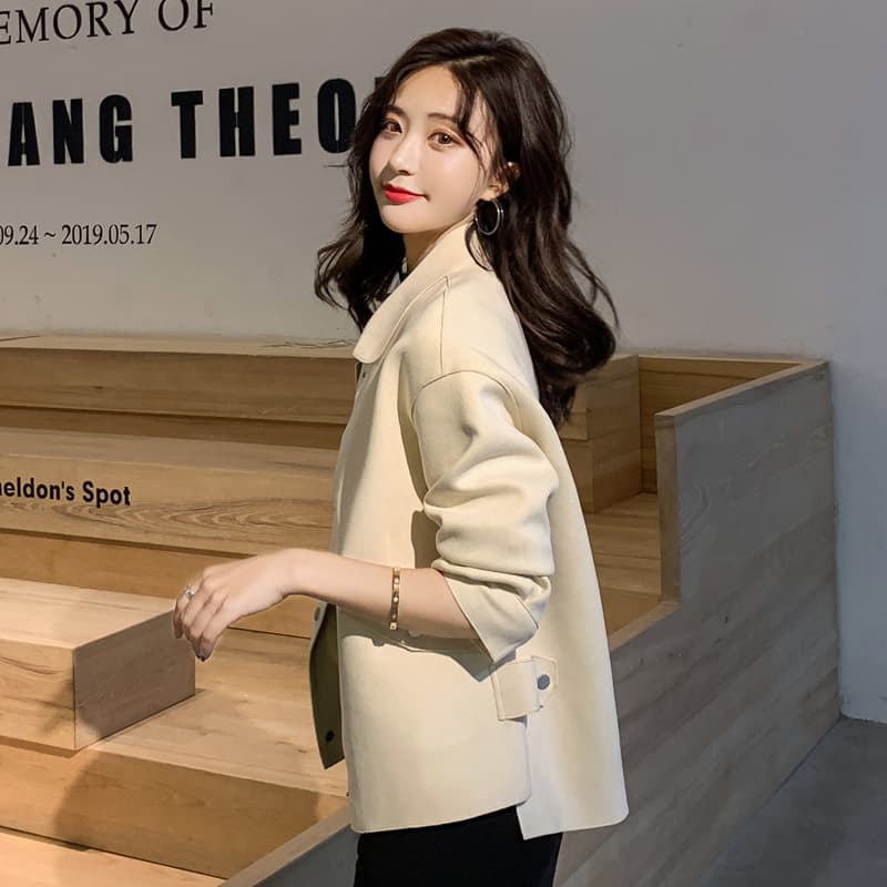 다용도 여성 코트 봄 가을 2019 년 새로운 한국 스타일 스웨이드 원단 바람막이 쇼트 스타일 작은 키 루즈핏 재킷 트렌디 이미지 4