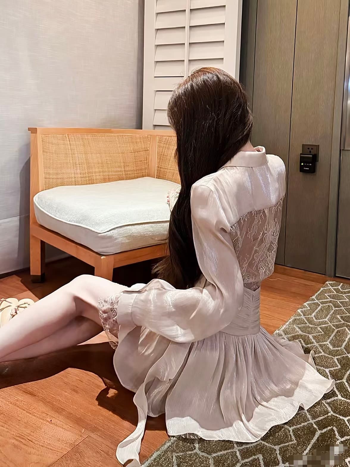 프랑스식 순수한 욕망 디자인 센스 품격 허리 수축 맨위 여성 여름 새로운 하이웨이스트 부드러운 바람 슬림해 보이는 미니 스커트 투피스 세트 이미지 3
