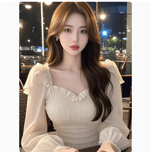 순수한 욕망 바람 살구 색상 광장 칼라 프릴 긴팔 여성 셔츠 이른 가을 새로운 작은 키 몸매 가꾸기 슬림해 보이는 쇼트 스타일 맨위 상세 이미지 2