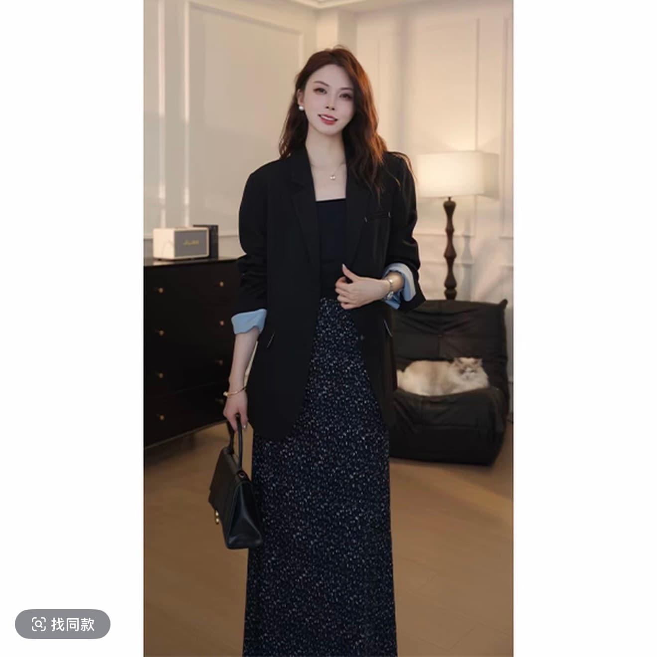 2026 년 봄 가을 캐주얼 다용도 패치워크 색상 이후 진자 단추 정장 여성 코트 다용도 루즈핏 디자이너 정장 이미지 3