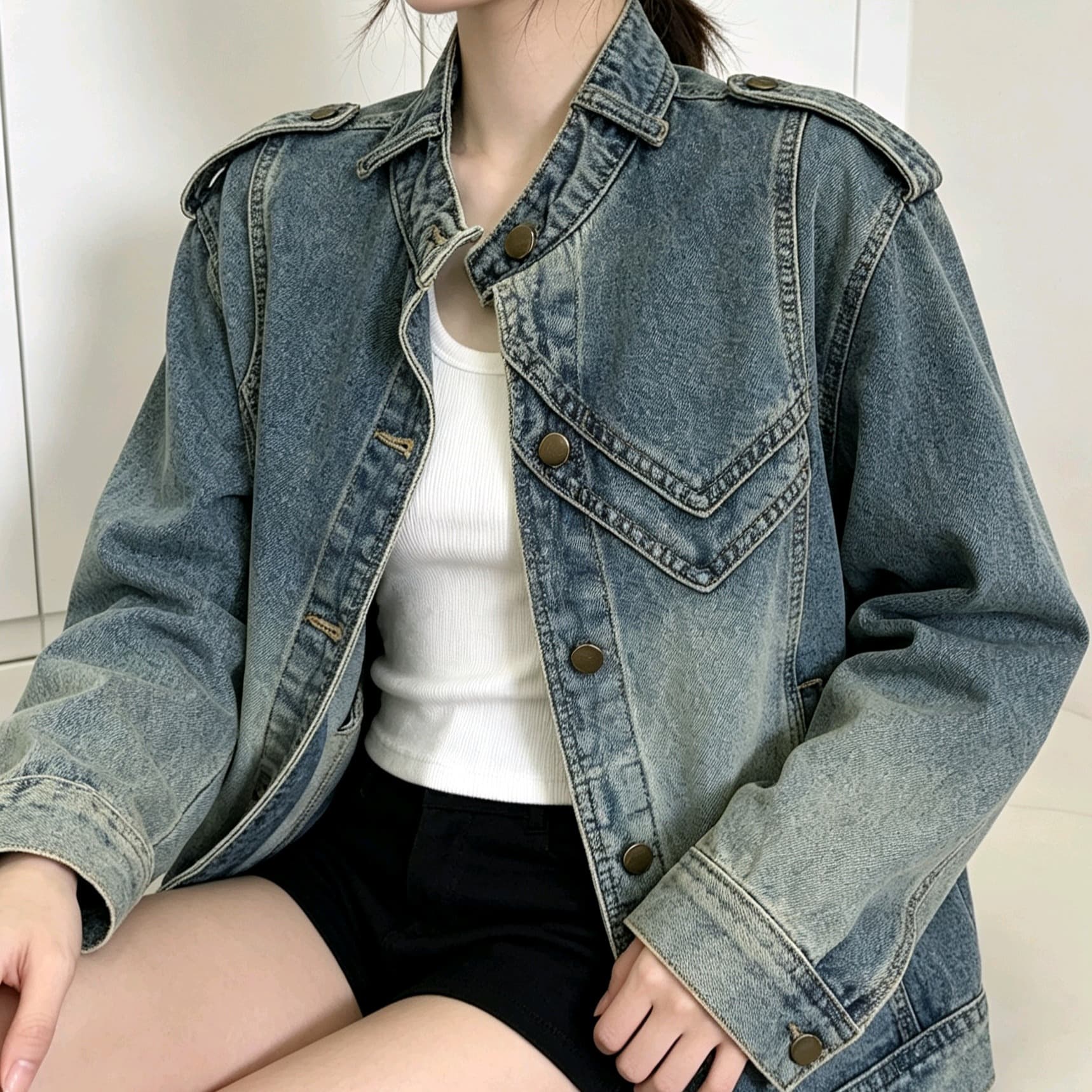 새로운 무거운 작업 데님 맨위 오토바이 바람 레트로 블루 워싱 다용도 트렌드 재킷 맨위 여성 유럽 역 이미지 5