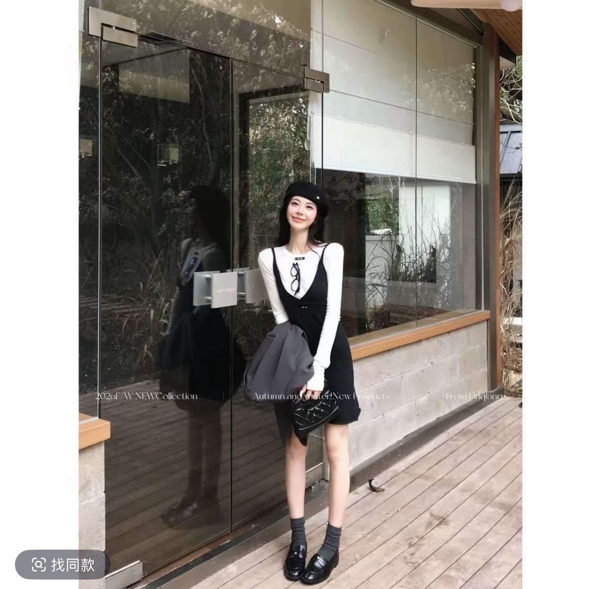 린 천 입력 그리드 레이 캐주얼 파이 새로운 품격 슬림해 보이는 고급 센스 미니멀리즘 부서 패션 세트 여성 의류 상세 이미지 1
