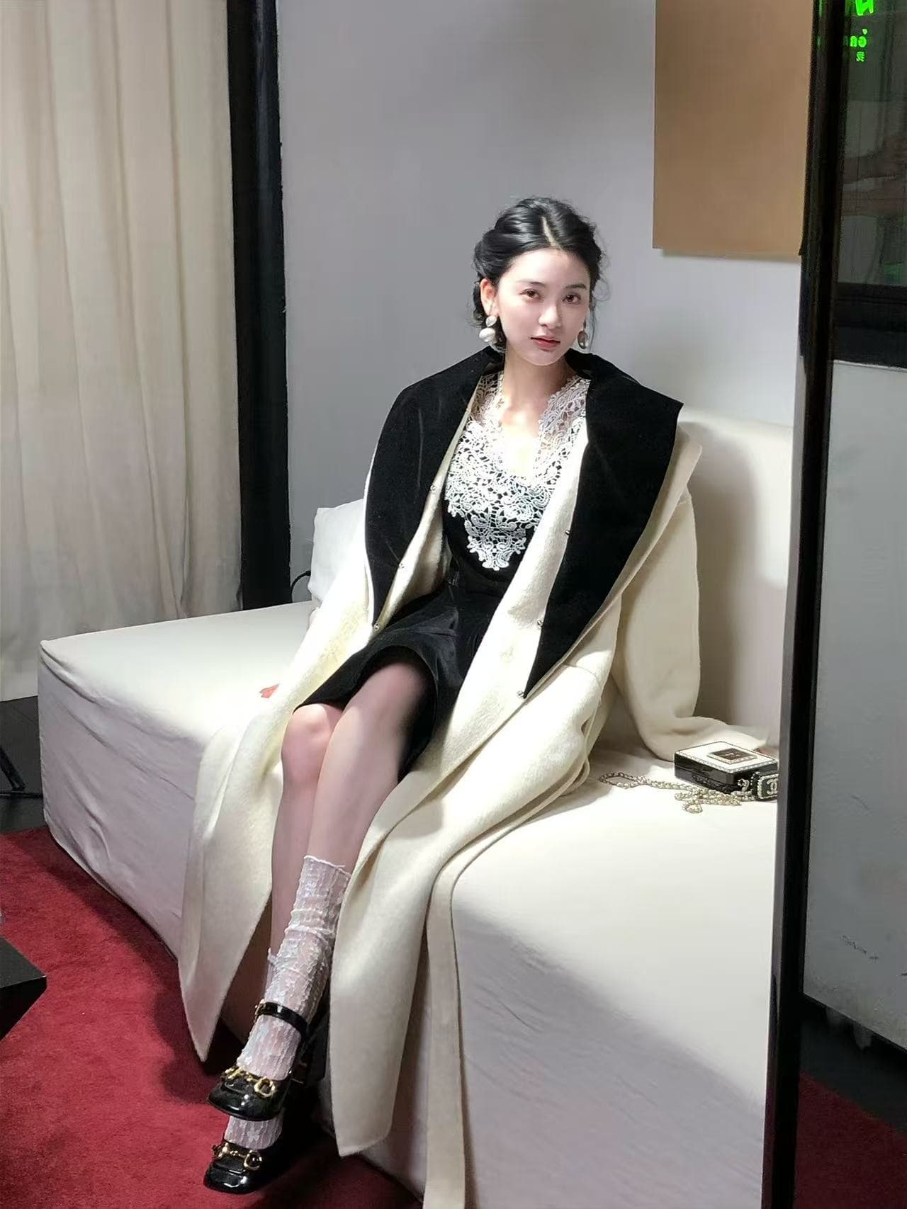 하나부터 순간 사탄 그것 꽃 봉오리 실크 레이스 V넥 긴팔 벨벳 드레스 허리 수축 a 스윙 길이 미니 스커트 상세 이미지 4