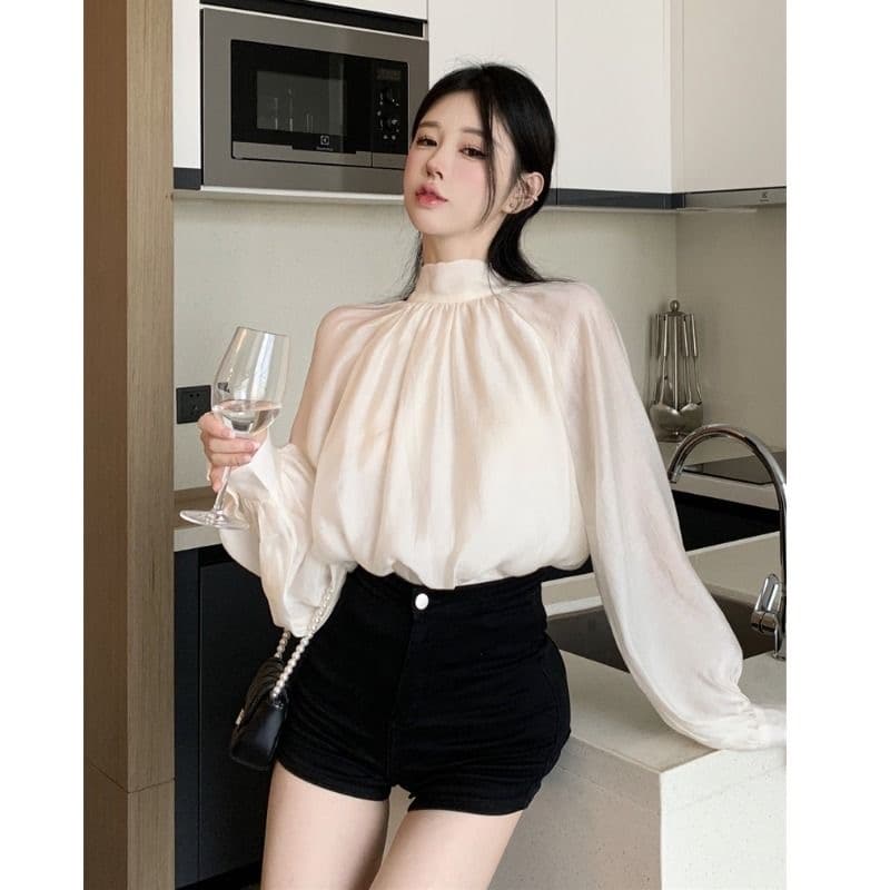 2026 봄 가을 새로운 고급 센스 우아함 품격 나비 매듭 스트랩 여성 셔츠 디자인 센스 Chic 루즈핏 셔츠 이미지 3